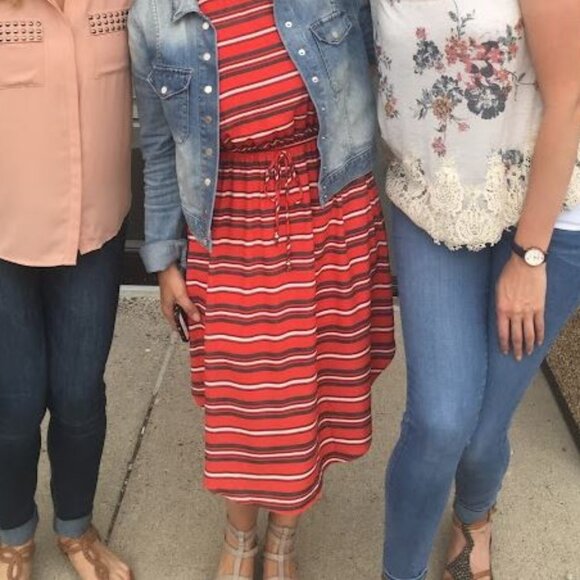 Soprano - Striped elastic waist racer back dress - Size Small - Picture 5 of 5